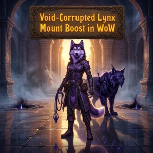 Promotional image for the Void-Corrupted Lynx Mount Boost in WoW service.