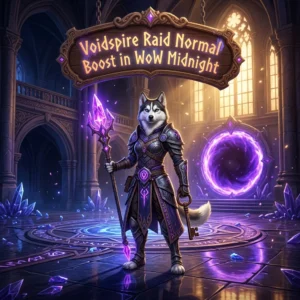 Promotional image for Voidspire Raid Normal Boost in WoW Midnight, a service for the Normal raid difficulty