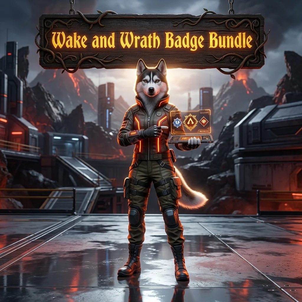 Promotional image for the Wake and Wrath Badge Bundle Boost service in Apex Legends.