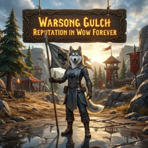 Promotional image for the Warsong Gulch Reputation Boost service in WoW Forever