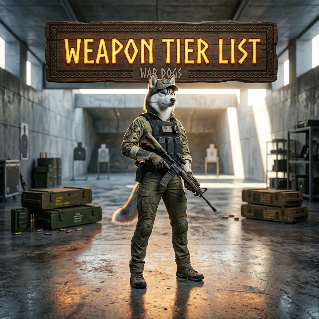 Promotional image representing Weapon Tier List in War Dogs, a reference for viewing weapon rankings within the game