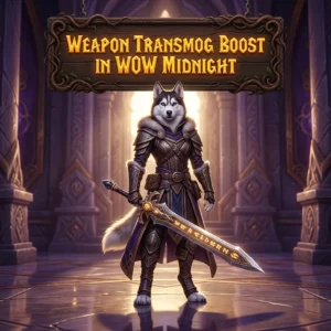 Promotional image for the Weapon Transmog Boost in WoW Midnight service