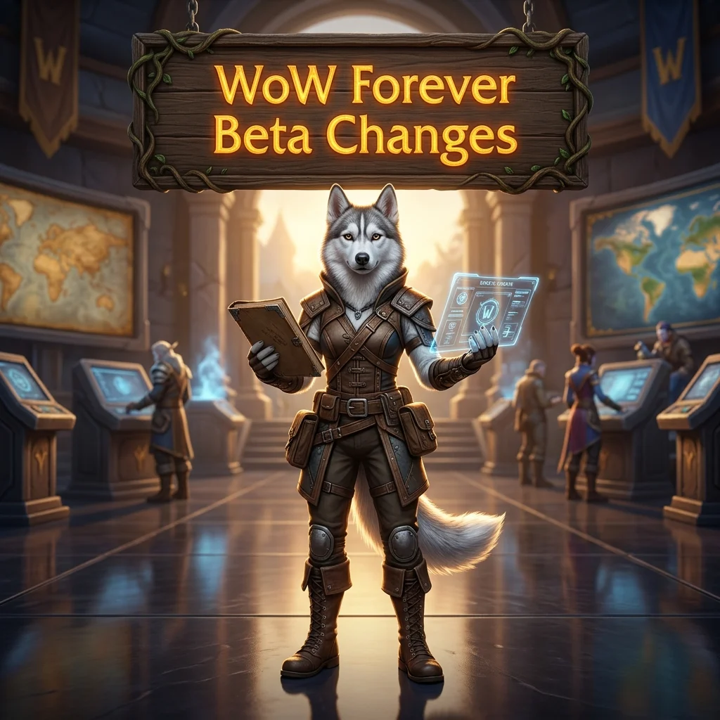 Promotional image for What's New in WoW Forever Beta, highlighting new information associated with the beta product.