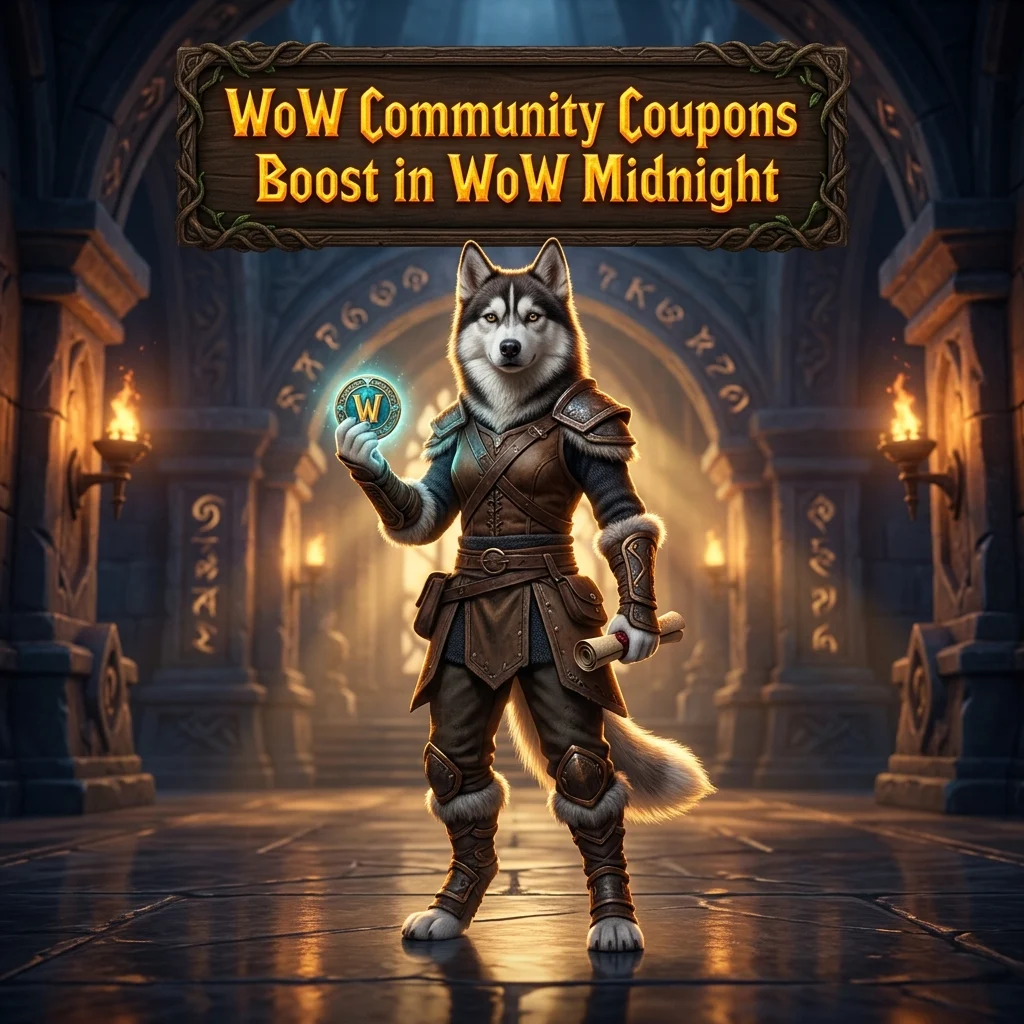 Promotional image for the WoW Community Coupons Boost service in WoW Midnight
