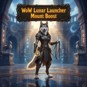 Promotional image for the WoW Lunar Launcher Mount Boost service in World of Warcraft