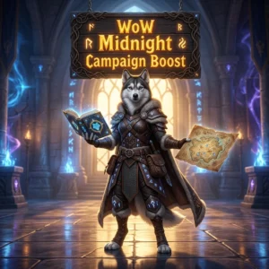 Promotional image representing the WoW Midnight Campaign Boost service for players