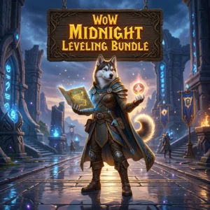 Promotional image representing the WoW Midnight Leveling Bundle for World of Warcraft