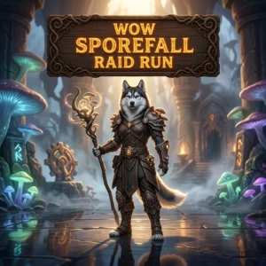 Promotional image representing the WoW Sporefall Raid Run service for World of Warcraft players.