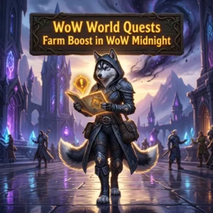 Promotional image representing WoW World Quests Farm Boost in WoW Midnight