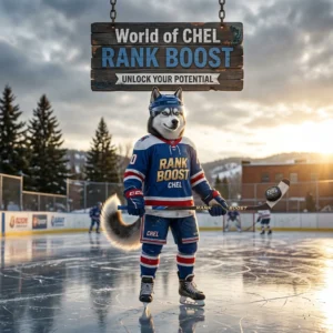 Promotional image for World of CHEL Rank Boost in NHL, representing rank boosting service for World of CHEL players.