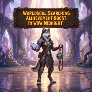 Promotional image for the Worldsoul Searching Achievement Boost in WoW Midnight service