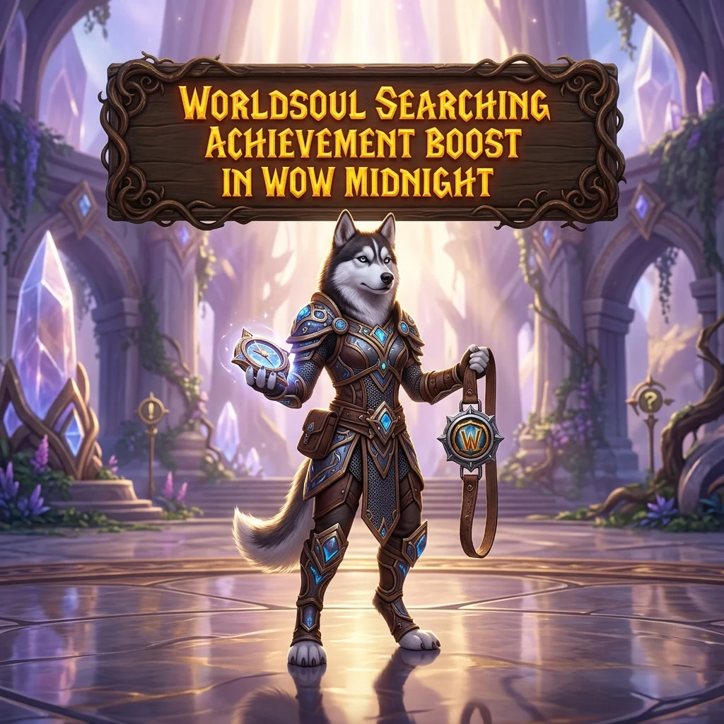 Promotional image for the Worldsoul Searching Achievement Boost in WoW Midnight service