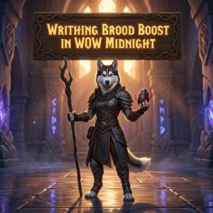 Promotional image for the Writhing Brood Boost service in WoW Midnight.