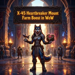 Promotional image for the X-45 Heartbreaker Mount Farm Boost in WoW service