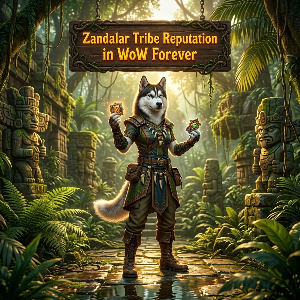 Promotional image for the Zandalar Tribe Reputation Boost in WoW Forever service.
