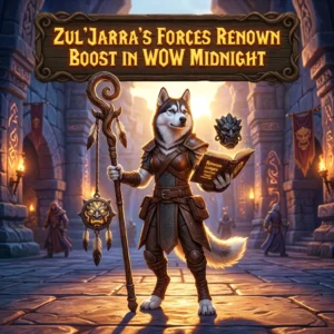 Promotional image for Zul’Jarra’s Forces Renown Boost service in WoW Midnight.