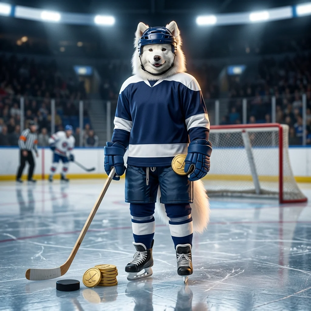 Промоционална илюстрация за закупуване на монети за NHL 26, без четлив текст или знаци.