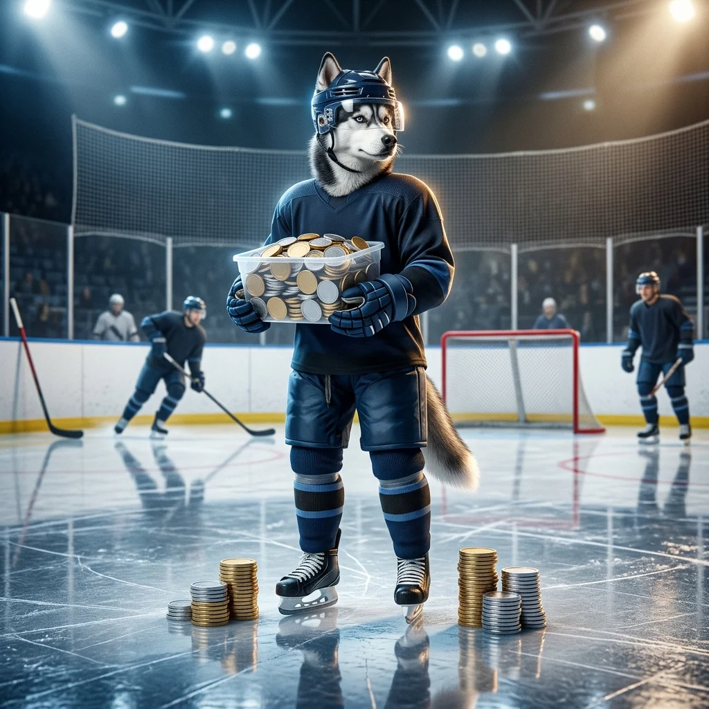 Промоционална илюстрация за увеличаване на монетите в NHL, без четим текст или отличителни знаци.
