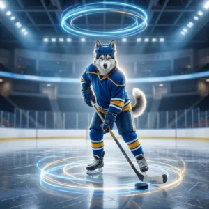 איור אווירה המציג חוויית בוסט לפי שעה במשחק NHL, ללא טקסט קריא או סימנים מזוהים.