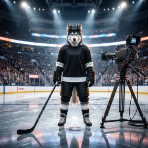 איור אווירה לקידום שירותי NHL, המציג עיצוב ספורטיבי כללי ללא טקסט קריא או שלט.