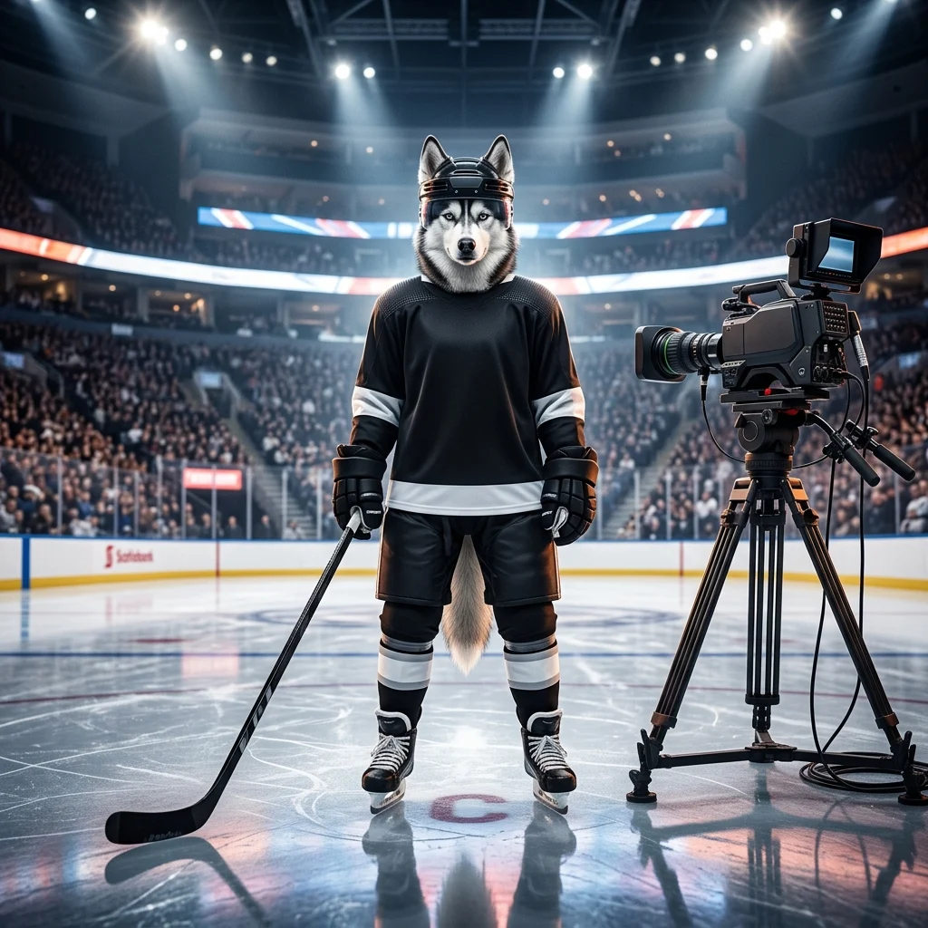 איור אווירה לקידום שירותי NHL, המציג עיצוב ספורטיבי כללי ללא טקסט קריא או שלט.