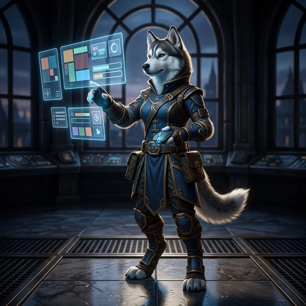 ภาพประกอบบรรยากาศแฟนตาซีของหน้าจอส่วนติดต่อผู้ใช้ในเกม สำหรับคู่มือการอัปเดต