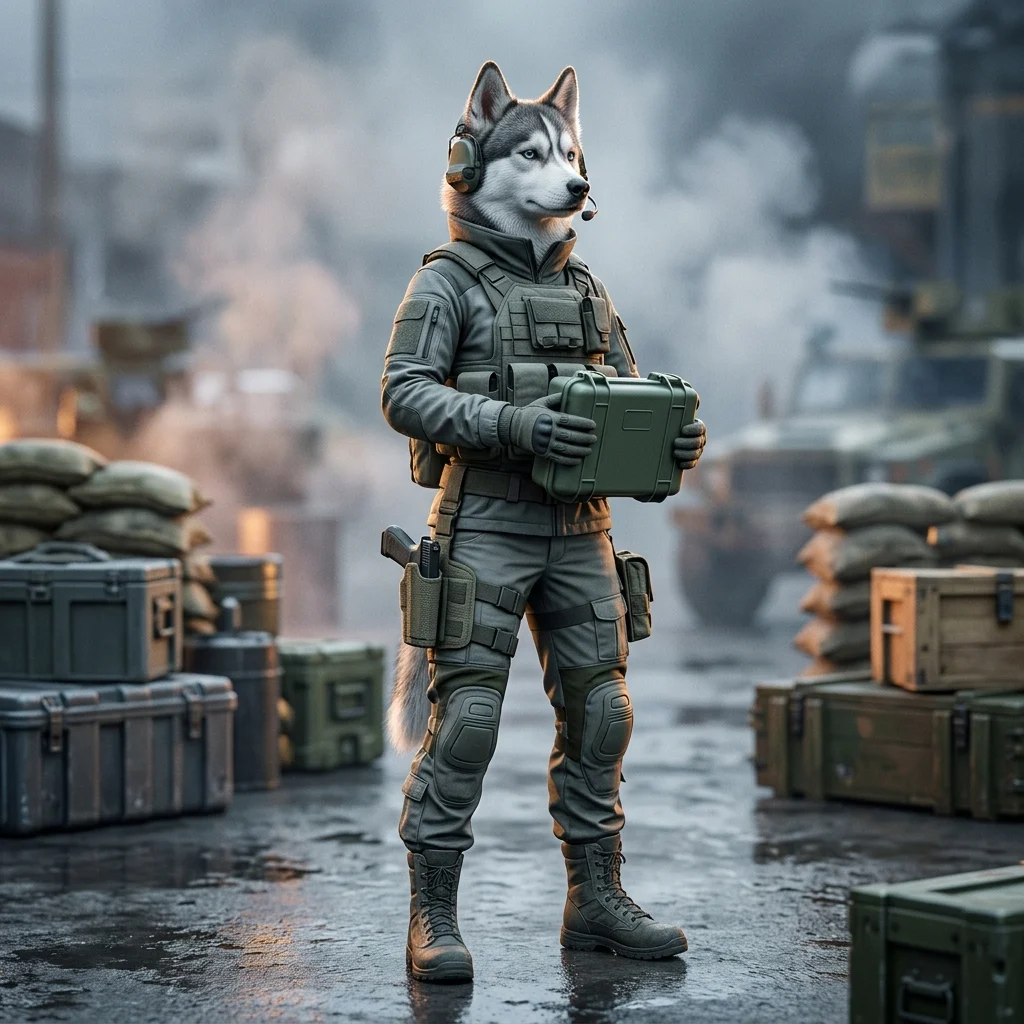 ภาพประกอบโปรโมตชุดเริ่มต้นใน Wardogs ถ่ายทอดบรรยากาศของเกมโดยไม่มีข้อความหรือป้ายที่อ่านได้