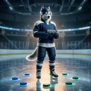 ภาพประกอบสินค้าพอยต์สำหรับเกม NHL 26 ในบรรยากาศธีมฮอกกี้น้ำแข็ง โดยไม่มีข้อความหรือป้าย