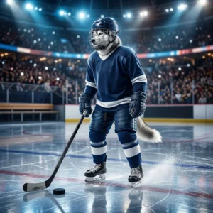 ภาพประกอบธีมการแข่งขันฮอกกี้สำหรับบริการบูสต์แรงค์ในเกม National Hockey League โดยไม่มีข้อความหรือป้ายที่อ่านได้