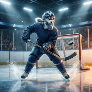 冰球比赛中的进攻场景，运动员在冰面上寻找射门机会，画面以《NHL 26》的进球主题为中心，帮助玩家了解得分思路、进攻判断与团队配合。