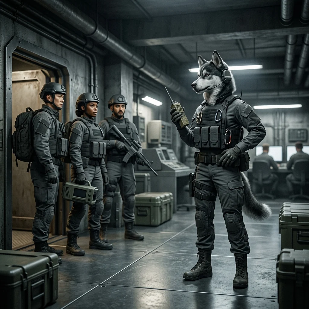 워독(Wardogs)에서 임무에 필요한 전문가를 고용하는 과정을 담은 게임 아트워크로, 인물과 배경이 함께 표현되어 있다