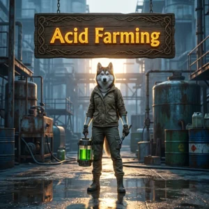 Promotional image for the Acid Farming Boost service in Once Human, focused on acid farming support.