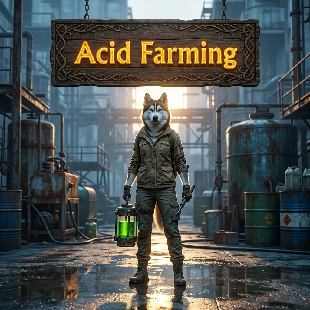 Promotional image for the Acid Farming Boost service in Once Human, focused on acid farming support.