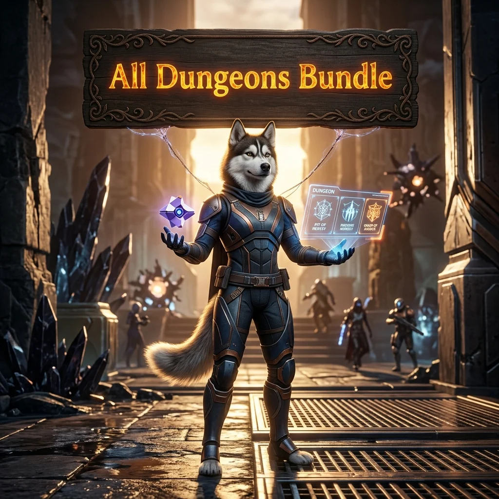 Promotional image representing the All Dungeons Bundle Boost service for Destiny 2 players.