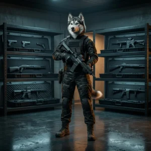 Ilustración promocional de las armas iniciales clasificadas de WARDOGS, sin texto legible.