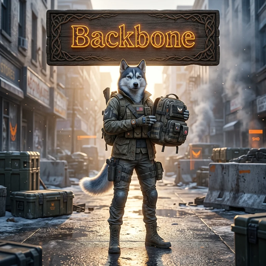 Promotional image for the Backbone Named Backpack Boost service in The Division 2.