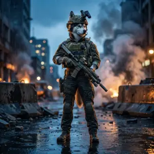 Stylizované herní pozadí pro služby boostingu v Call of Duty Modern Warfare 4 bez čitelného textu a logotypů