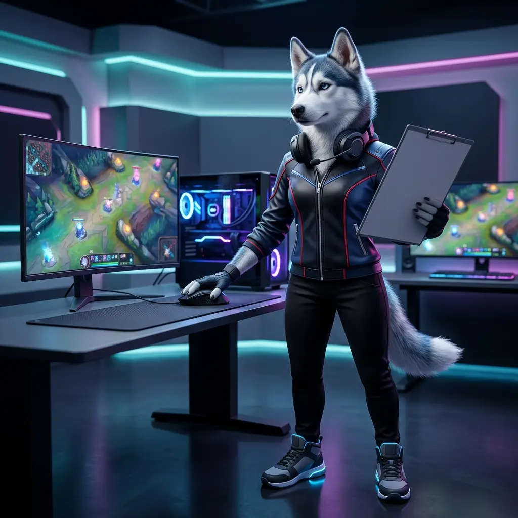 Ilustração temática associada a uma candidatura profissional para vaga de booster em um jogo competitivo online.