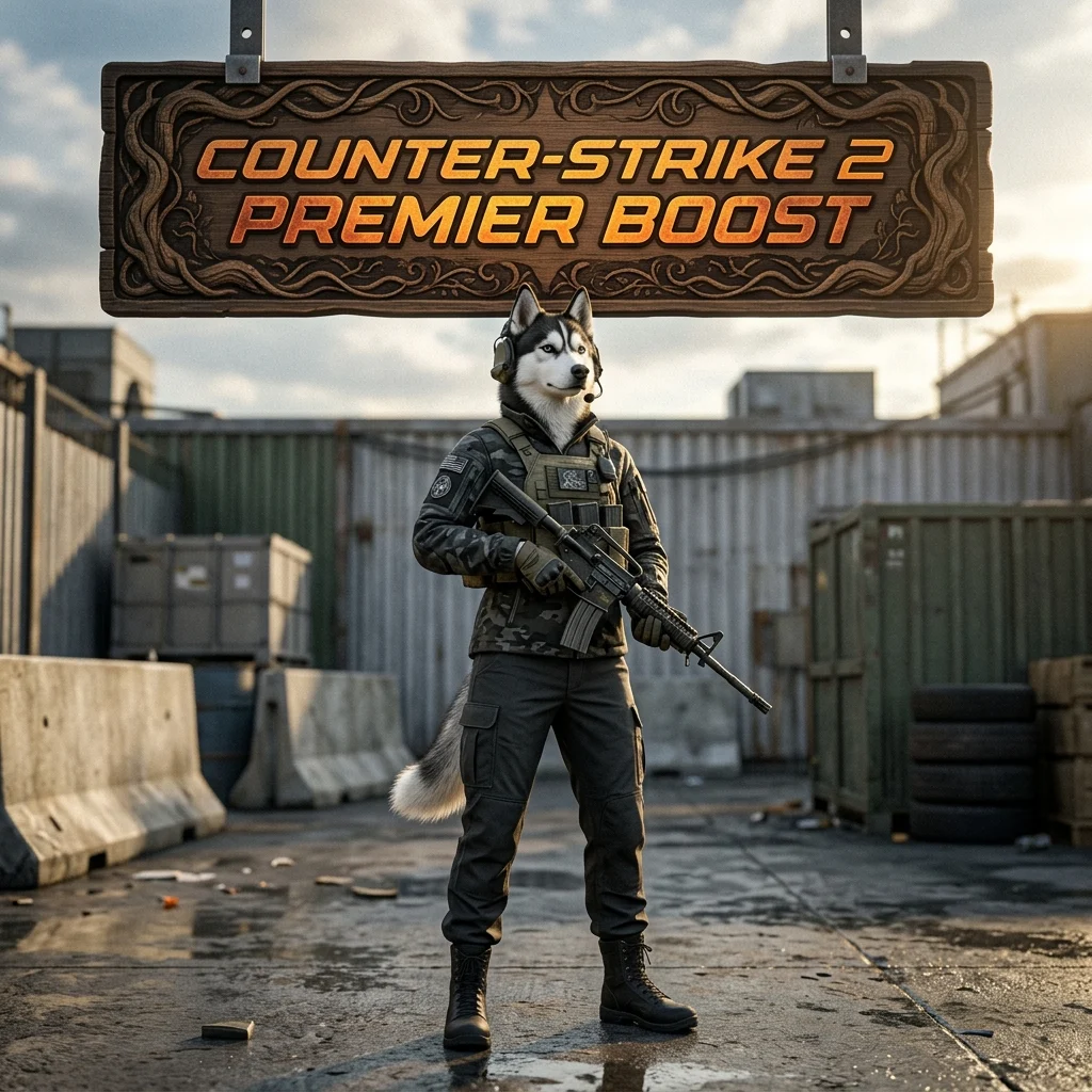 Promotional image for the Counter Strike 2 Premier Boost service and its Premier-focused offering for Counter-Strike 2 players.