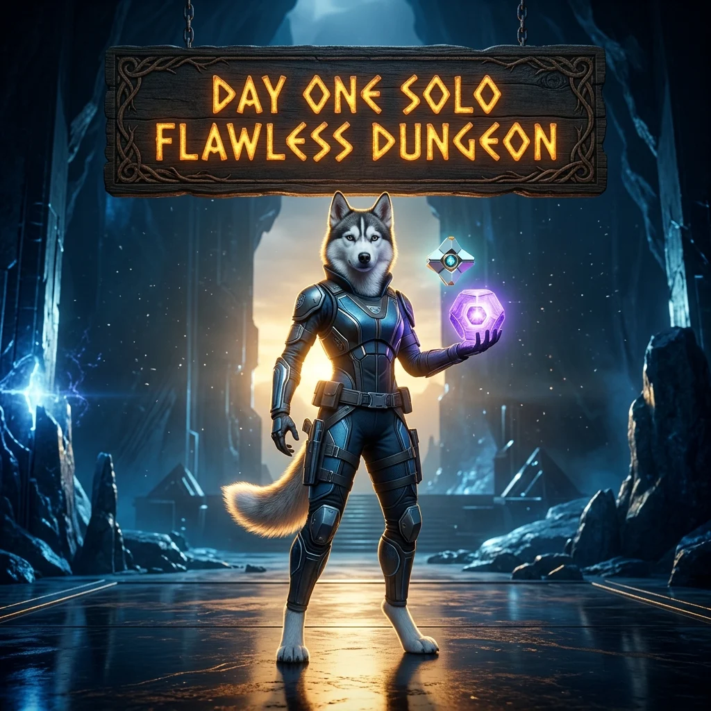 Promotional image for the Day One Solo Flawless Dungeon Boost in Destiny 2 service.