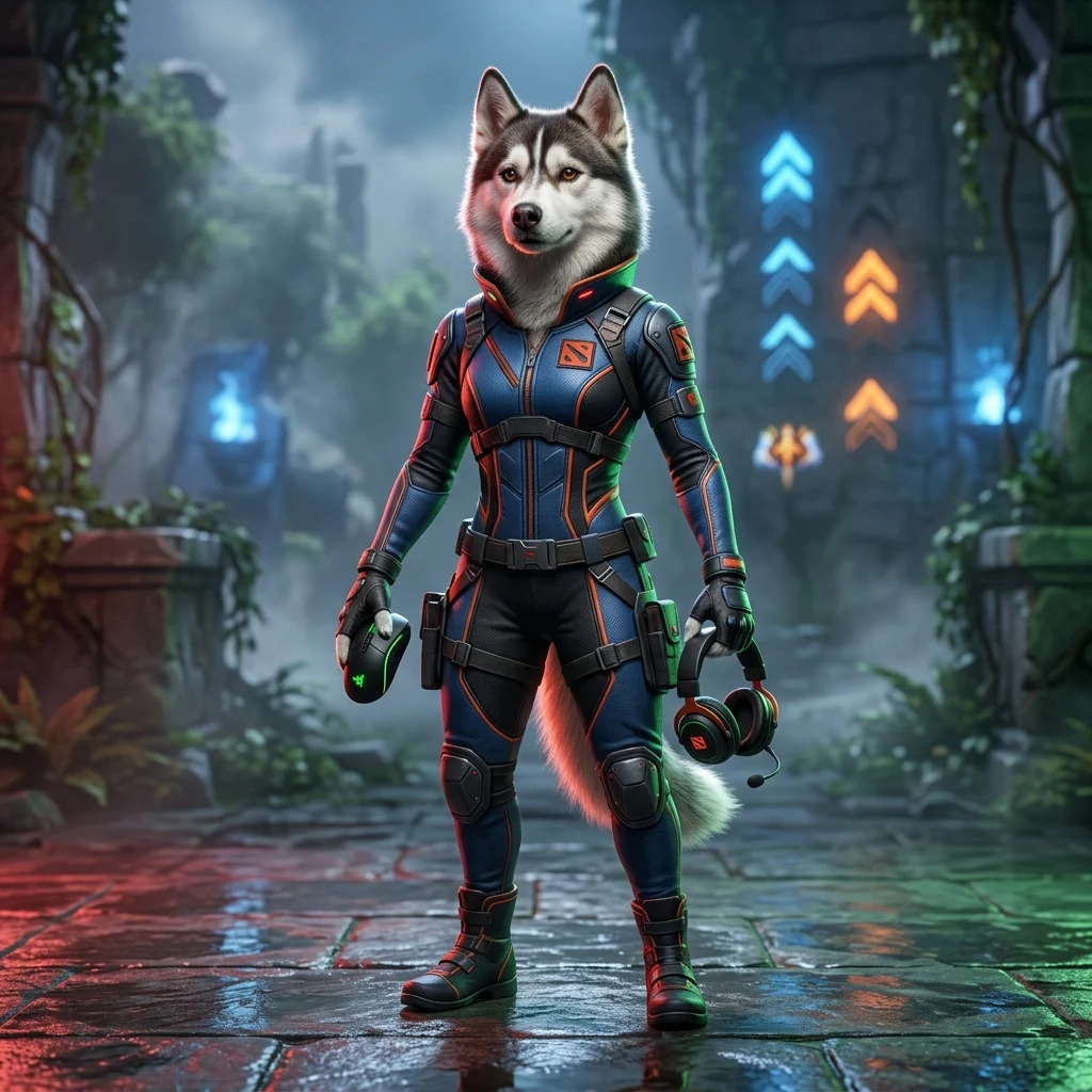 Dota 2 MMR hizmetini temsil eden, rekabetçi oyun temasına sahip tanıtım görseli