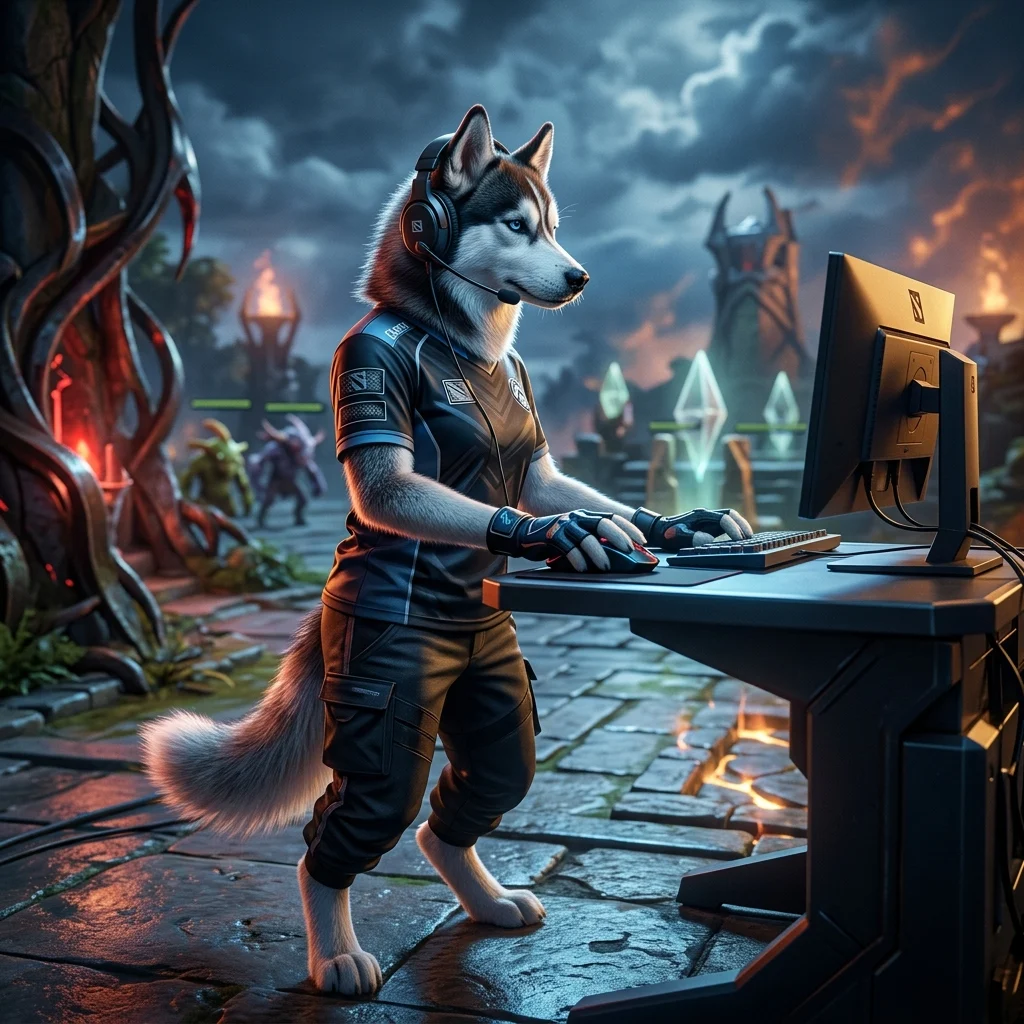 Dota 2 reitingo kėlimo paslaugą vaizduojanti žaidimo tematikos iliustracija be teksto