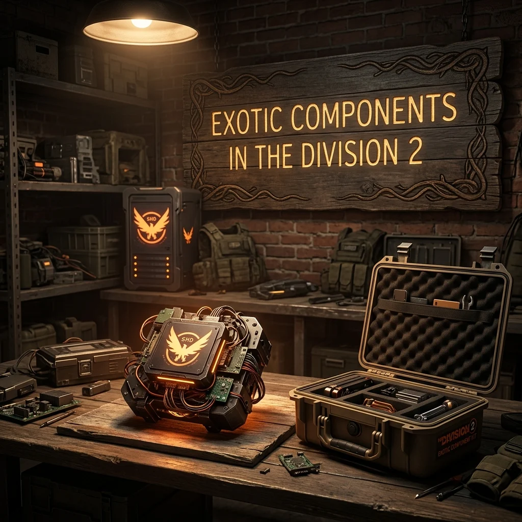 Promotional image for Exotic Components Boost in The Division 2, a Division 2 boosting service focused on exotic components.