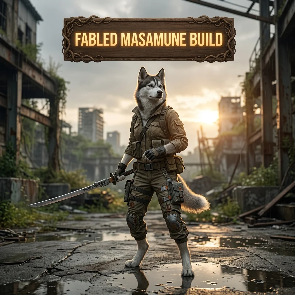 Promotional image for the Fabled Masamune Build Boost service in Once Human, focused on the named build-boost offering.