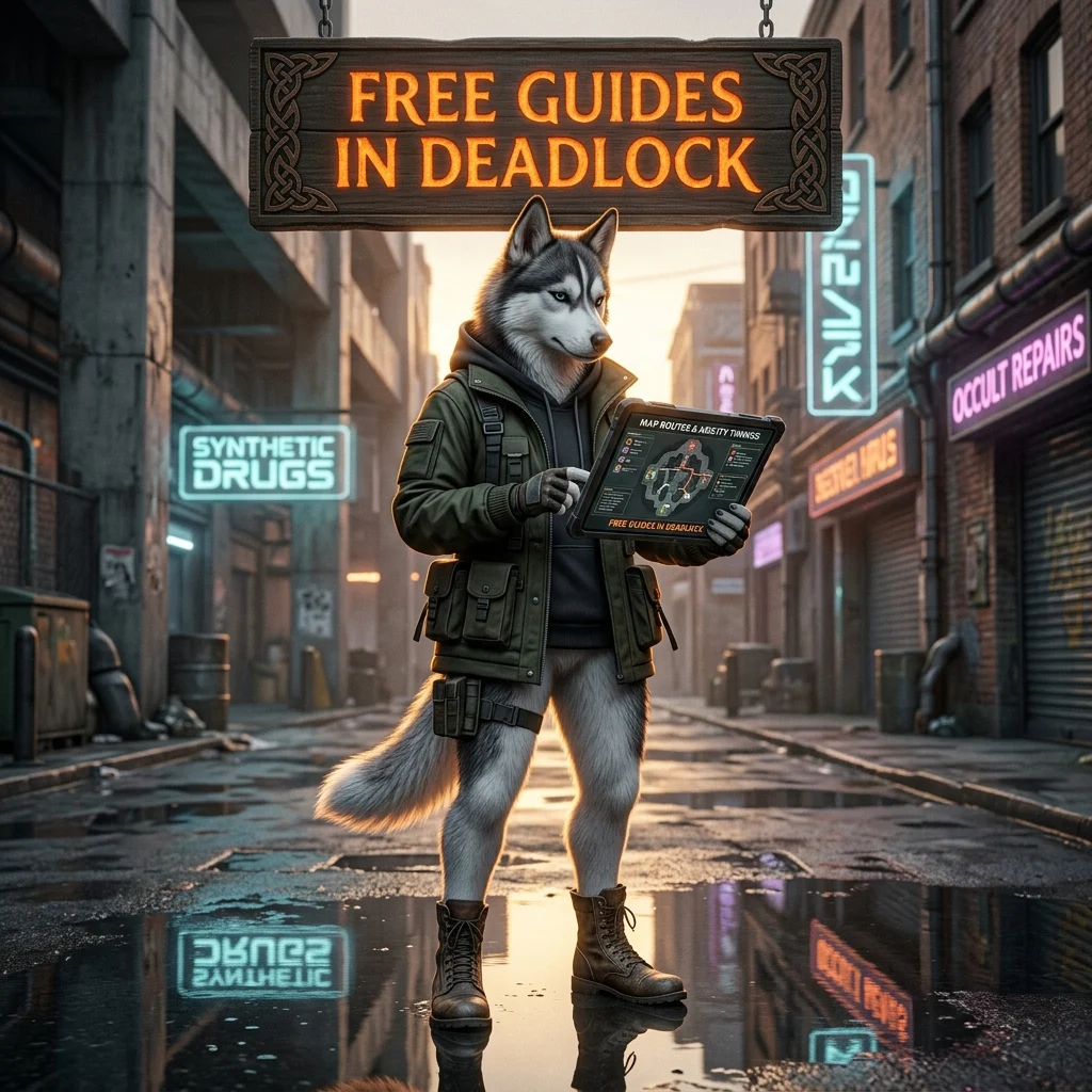Promotional image for Free Guides in Deadlock, representing free guide resources created for players seeking Deadlock-related information.