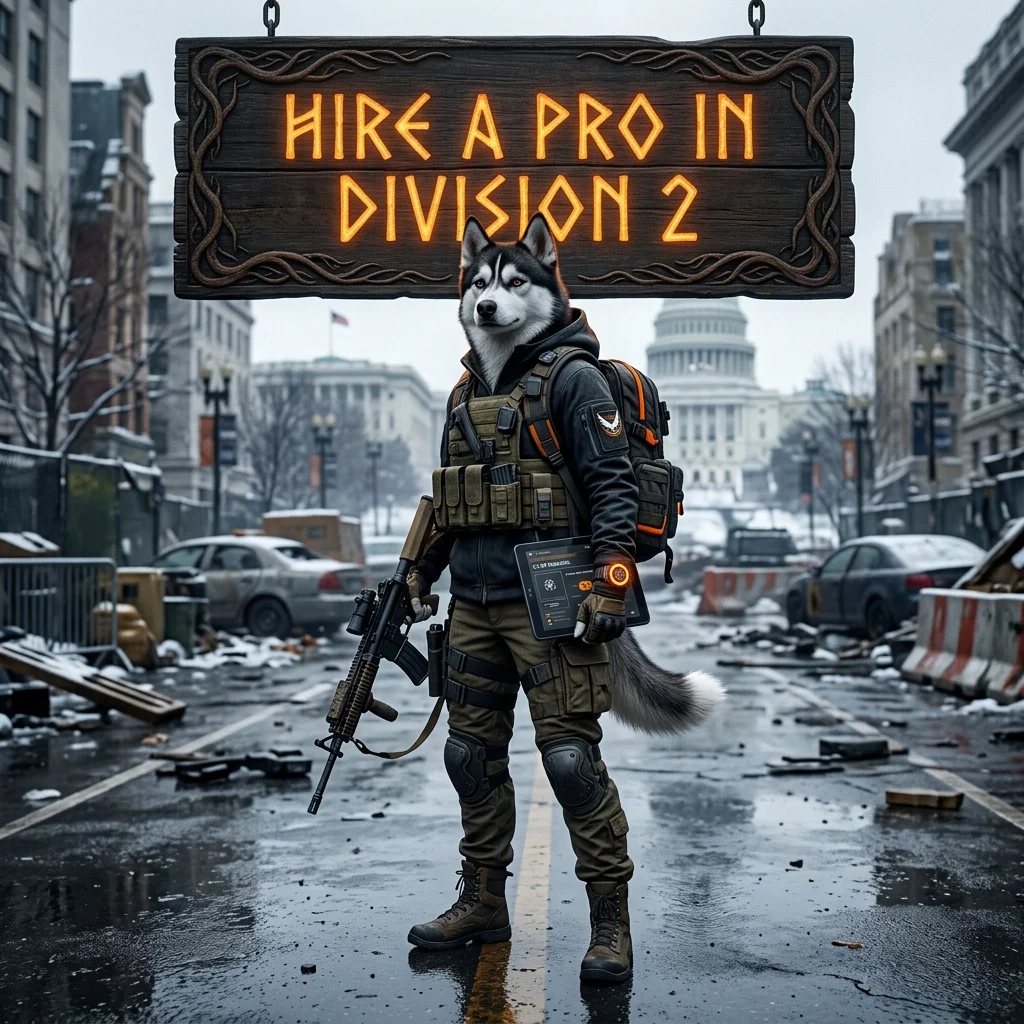 Promotional image for Hire a Pro in Division 2, a service for arranging professional assistance in The Division 2.