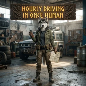 Promotional image for Hourly Driving in Once Human, an in-game driving service.