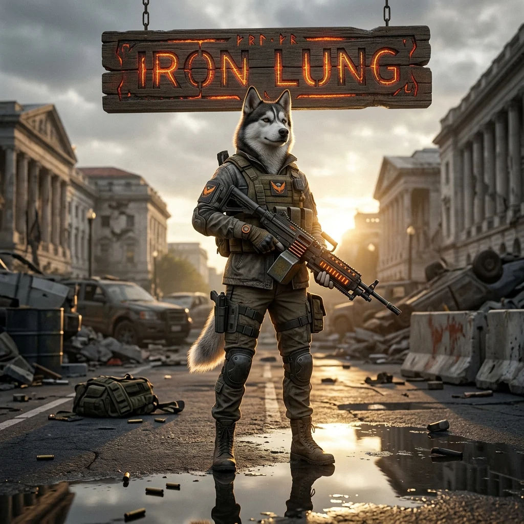 Promotional image for the Iron Lung Exotic LMG Boost service in The Division 2