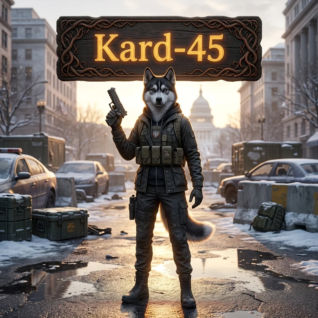 Promotional image for the Kard-45 Named Pistol Boost service in The Division 2.