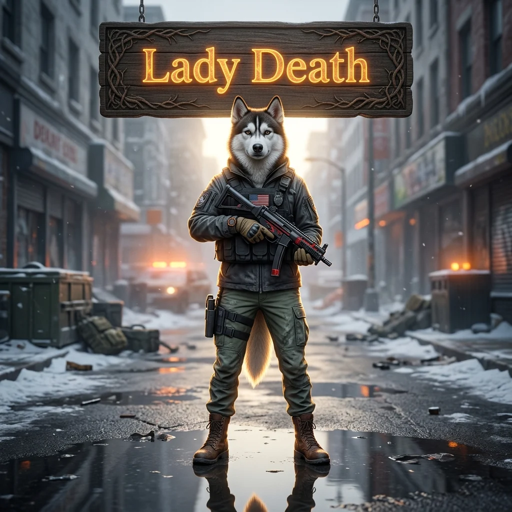 Promotional image for the Lady Death Boost in The Division 2 boost service in Division 2.